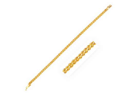 14K Yellow Gold Two Row Rope Bracelet – 3.90 mm Width